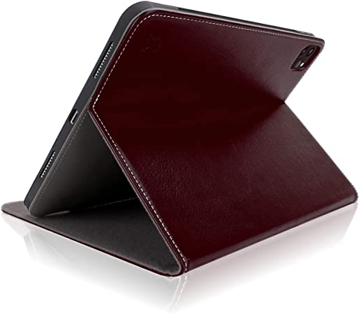 iPad Pro 12.9 Case 2020 4th Generation - Cuvr Genuine Leather Cover with Secure Any-Angle Stand and Safe Apple Pencil Holder for iPad Pro 12.9 inch 2020 (Oxblood)