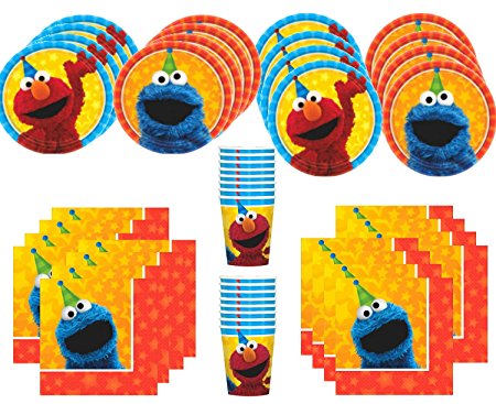 Sesame Street Birthday Party Supplies Bundle Pack for 16 Guests