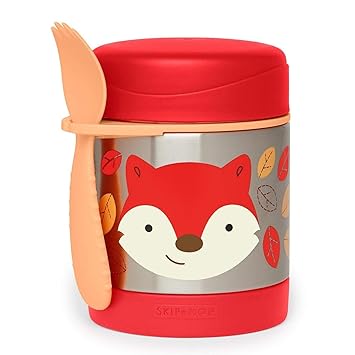 Skip Hop Baby Zoo Little Kid and Toddler Insulated Food Jar and Spork Set, Multi, Fox