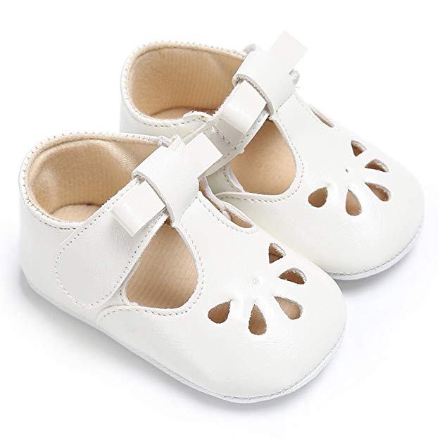 BENHERO Baby Girls Mary Jane Flats with Bowknot Non-Slip Toddler First Walkers Princess Dress Shoes
