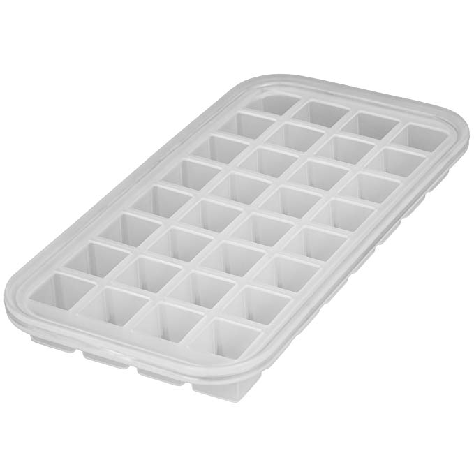 Levivo Silicone Ice Cube Tray, 18 Cube Whiskey Squares Ice Moulds in Transparent 27 x 14 x 2.9 cm, Large Soft Silicone Ice Tray for Beverages