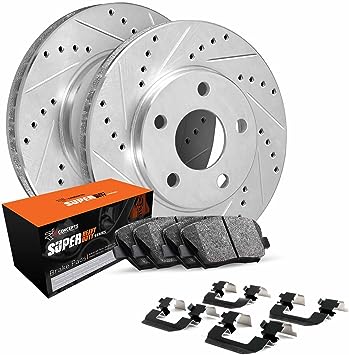 R1 Concepts Front Brakes and Rotors Kit |Front Brake Pads| Brake Rotors and Pads| Super Duty Brake Pads and Rotors| Hardware Kit WGXH1-47103
