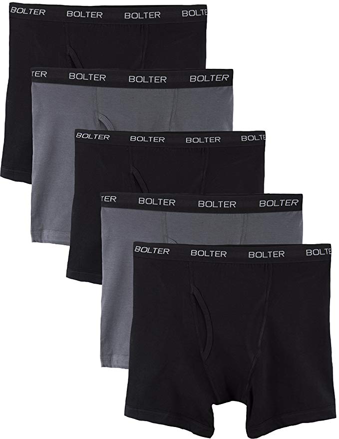 Bolter Men's Cotton Spandex All Day Boxer Briefs 5-Pack
