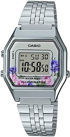 Casio LA680WA-4C Women's Vintage Floral Dial Alarm Chronograph Digital Watch