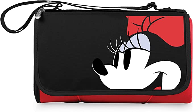 ONIVA - a Picnic Time brand - Disney Minnie Mouse Blanket Tote Outdoor Picnic Blanket - Beach Blanket - Camping Blanket, (Red with Black Flap)