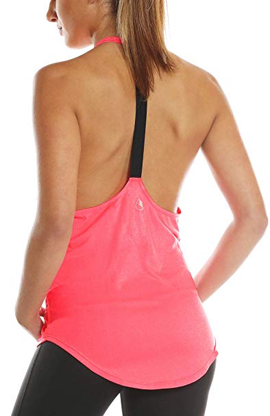 icyzone Workout Tank Tops for Women - Athletic Yoga Tops, T-Back Running Tank Top