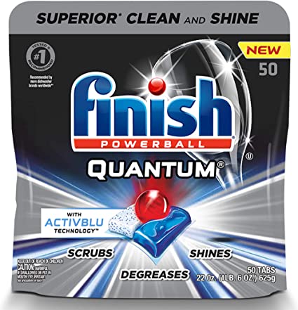 Finish - Quantum with Activblu Technology - 50ct - Dishwasher Detergent - Powerball - Ultimate Clean and Shine - Dishwashing Tablets - Dish Tabs