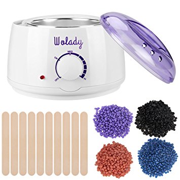 Wax Warmer,Wolady Wax Warmer Hair Removal Hot Wax Warmer Electric Hot Wax Warmer With 4 Flavors Hard Wax Beans and 10 Wax Applicator Sticks