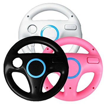 Generic 3 x pcs Black White Pink Steering Mario Kart Racing Wheel for Nintendo Wii Remote GameWII