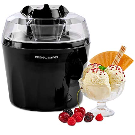 Andrew James Ice Cream Maker Machine | Makes Delicious Soft Ice Cream | Detachable Mixing Paddle | 1.5L | Voted Best Buy by Which? Magazine | Black