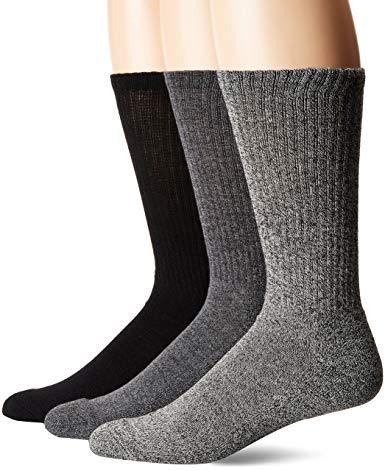 Chaps Men's Assorted Solid Mock Rib Casual Crew Socks (3 Pack)