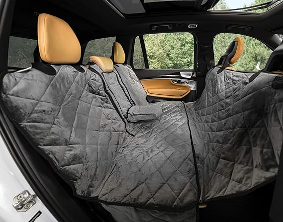 Plush Paws Products Velvet Convertible Rear Seat Cover | Durable Diamond Stitching | Washable & Waterproof Back Seat Cover | Car, Truck & SUV | Nonslip, Tear Resistant Protection | Regular London Grey