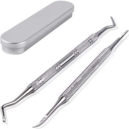 PrettyDiva Ingrown Toenail Tool - Surgical Grade Stainless Steel Toenail File and Nail Lifter Double Sided Manicure Pedicure Tool Set