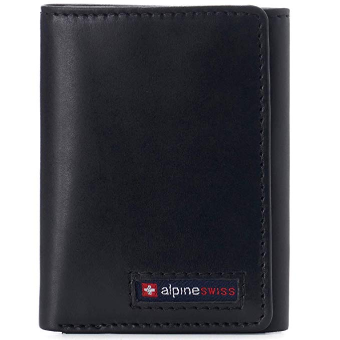 Alpine Swiss Mens Leon Trifold Wallet RFID Safe