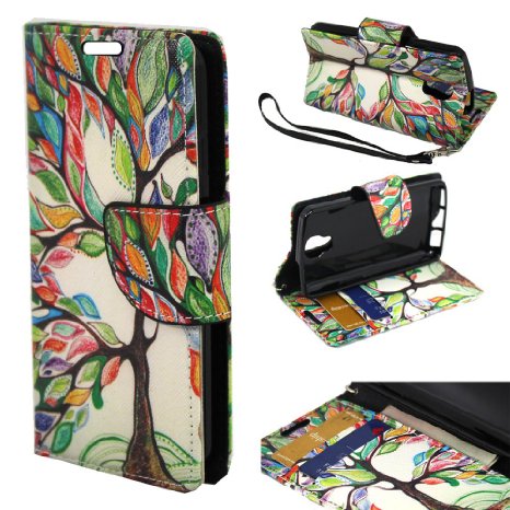 LG Volt Case, LG Volt Wallet Case, SOGA® [Pocketbook Series] PU Leather Magnetic Flip Design Wallet Case for LG Volt LS740 F90 (Sprint, Boost Mobile, Virgin Mobile) - Colorful Eternal Tree Of Life