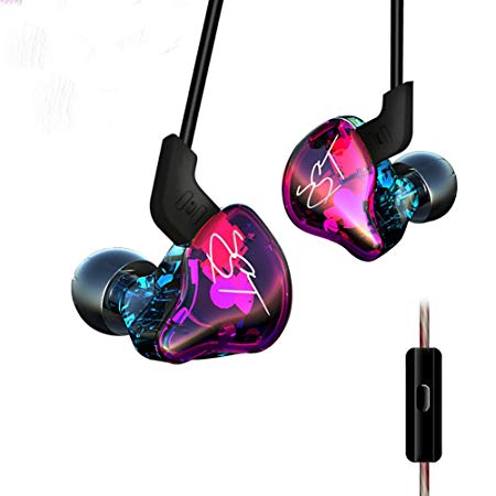 KZ ZST Dynamic Hybrid Dual Driver In-Ear Headphones with Microphone, Detachable Cables,Coloful