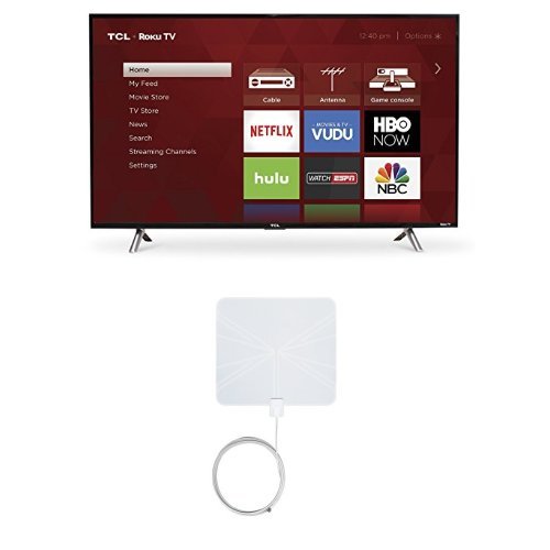 TCL 43S305 43-Inch 1080p Roku Smart LED TV (2017 Model) with Winegard FlatWave FL-5000 Digital Indoor HDTV Antenna