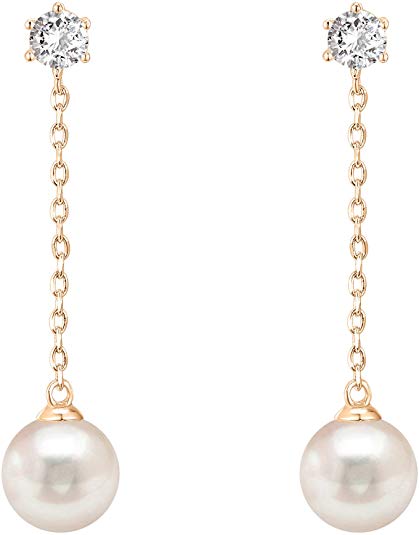 PAVOI 14k Gold Plated Sterling Silver Post Shell Pearl Drop Earrings | Pearl Earrings for Women