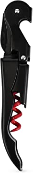 True Fabrications 7184 Truetap: Double-Hinged Corkscrew in Matte Black with Red