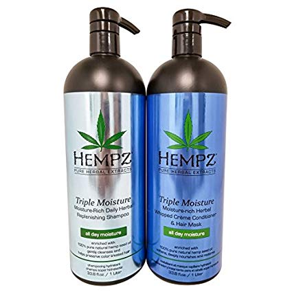 Hempz Pure Herbal Extracts Triple Moisture Herbal Replenishing Shampoo & Conditioner 33.8oz Bundle