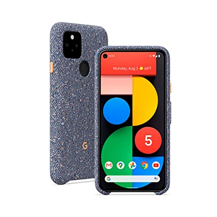 Google Pixel 5-5G Android Phone - Water Resistant - Unlocked Smartphone with Night Sight and Ultrawide Lens - Just Black with Google Pixel 5 Case, Blue Confetti