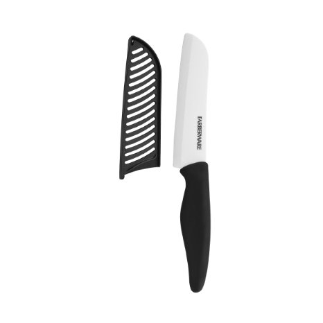 Farberware Soft Grip Ceramic Santoku Knife with Sheath, 5-Inch