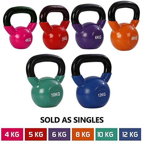 FITSY® Imported Solid Cast Iron Vinyl Coated Kettlebell Dumbbell Weights