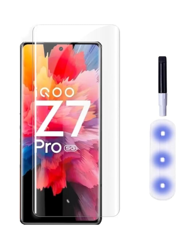 OMOTON Tempered Glass Screen Protector Compatible for iQOO Z7 Pro 5G with Edge to Edge Coverage UV and Easy Installation Kit