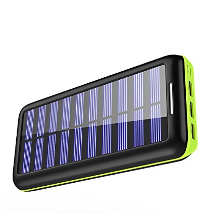 Solar Charger KEDRON Portable Charger 22000mAh External Battery Pack with Dual Input Port & 3 USB Output Power Bank Battery Charger for iPhone, iPad, Samsung Galaxy, Android Phones and Other Devices