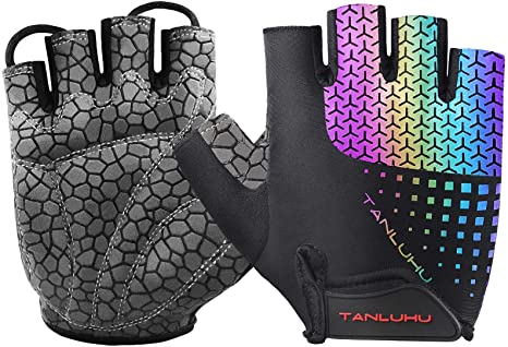 Tanluhu Biking Gloves Mountain Bike Gloves Half Finger Road Racing Riding Gloves Absorbing Padded Breathable Cycling Gloves for Men and Women