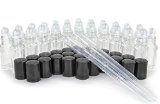 24 New High Quality Clear Mini Approx 4 ml 18 fl oz Glass Roll on Bottles with 3 - 3 ml Droppers