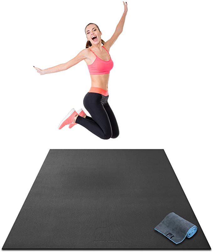 Premium Large Exercise Mat - 6' x 4' x 1/4" Ultra Durable, Non-Slip, Workout Mats for Home Gym Flooring - Plyo, MMA, Jump, Cardio Mat - Use with or Without Shoes (183cm Long x 122cm Wide x 6mm Thick)