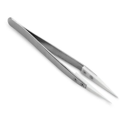 (TM) KanthalCo Ceramic Tweezers Stainless Steel Non- Conductive Heat Resistant - Pointed - MADE IN SWITZERLAND