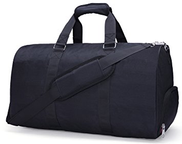 MIER Gym Duffel Bag for Men and Women with Shoe Compartment, Carry On Size, 20inches (Black)