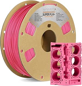 OVERTURE Super PLA  Filament 1.75mm, Toughness Enhanced PLA Plus, Cardboard Spool, 1kg Filament (2.2lbs), Dimensional Accuracy  /- 0.02 mm (Pink)