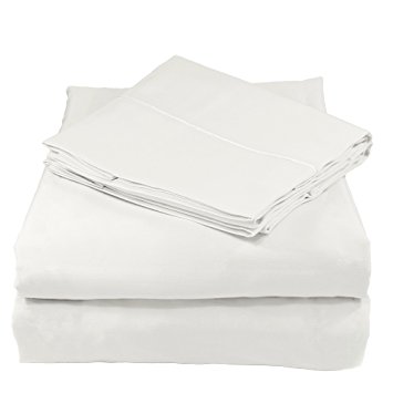 Whisper Organics Bed Sheets, Organic 100% Cotton Sheet Set, 500 Thread Count, 3 Piece: Fitted Sheet, Flat Sheet, Pillowcase, Twin XL, White