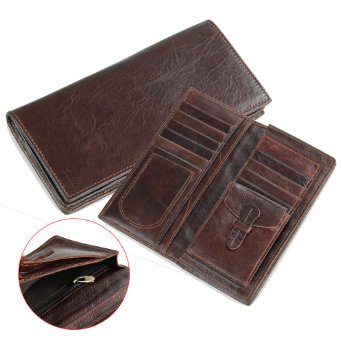Yilen Men's Wallet Fashion Casual Top Layer Genuine Cowhide Leather Men Long Bifold Money Clip [Multi-function] Wallets Coin Purse Clutch Bag (chocolate)