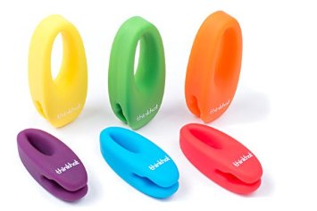 ThinkHat Silicon Snug Spoon and Tea Bag Rest- 3 Small 3 Large- Solid Yellow Green Orange Purple Blue Red