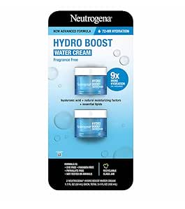 Neutrogena Hydro Boost Hyaluronic Acid Hydrating Water CREAM Daily Face Moisturizer for Dry Skin, Oil-Free, Non-Comedogenic Face Lotion, 1.7 fl. Oz 2 PACK