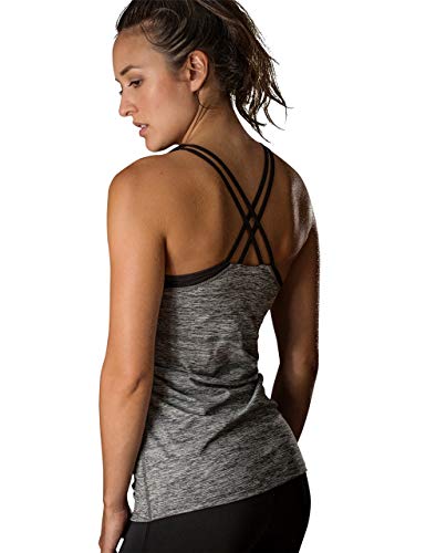 icyzone Women Workout Yoga Spaghetti Strap Racerback Tank Top with Built in Bra