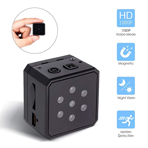 Hueliv Mini Spy Hidden Camera, 1080P Small DVR Portable Invisible HD Nanny Camera with Night Vision and Motion Detection for Home/Office Security Indoor/Outdoor Use Wireless Built-in Battery-No WiFi