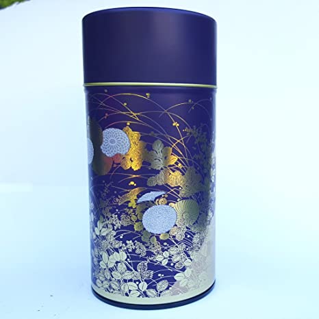 Japanese Metal Tea Tin Canister Shuka no En suitable for 7 oz tea [purple]