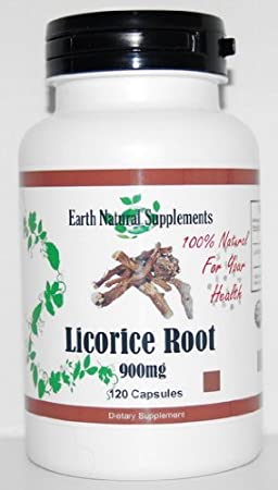 Licorice Root * 120 Capsules Licorice Root 900 Mg Glycyrrhizin - Supports Adrenal Cortex Function and Its Production of Steroidal Hormones