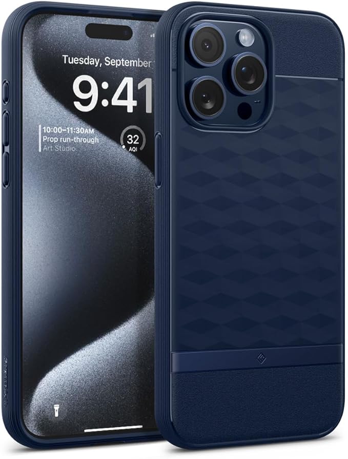 Caseology Parallax Mag for iPhone 15 Pro Max Case 5G [Enhanced Ergonomic Design Compatible with Magsafe] Military Grade Drop Tested (2023) - Midnight Blue