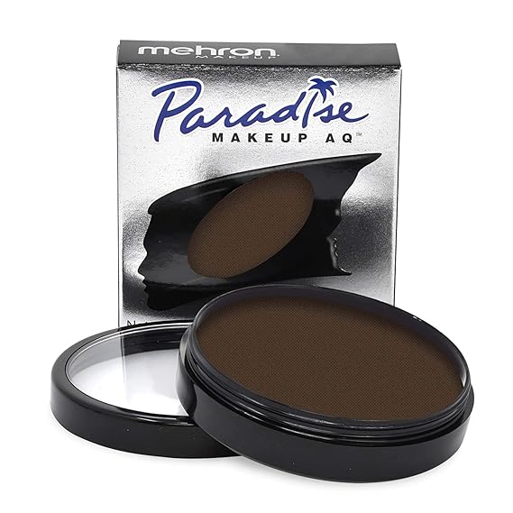 Mehron Makeup Paradise Makeup AQ Pro Size | Perfect for Stage & Screen Performance, Face & Body Painting, Special FX, Beauty, Cosplay, and Halloween | Water Activated Face Paint & Body Paint 1.4 oz (40 g) (Dark Brown)