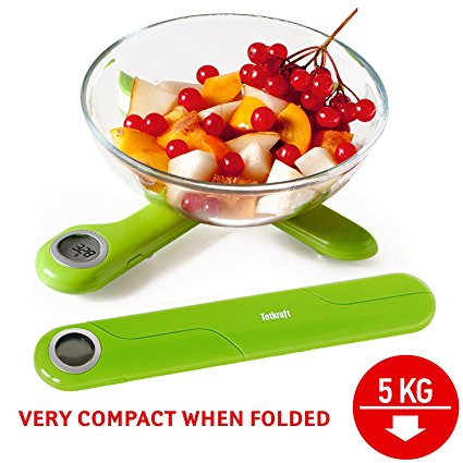 Tatkraft Compact Folding Digital Kitchen Scale 5Kg/11Lbs Pocket Size Green