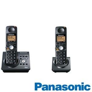 Panasonic KX-TG1032 KX-TG1032BP Dect 6.0 Expandable Digital Cordless Phone System w/Digital Answering machine and 2 Handsets, Black