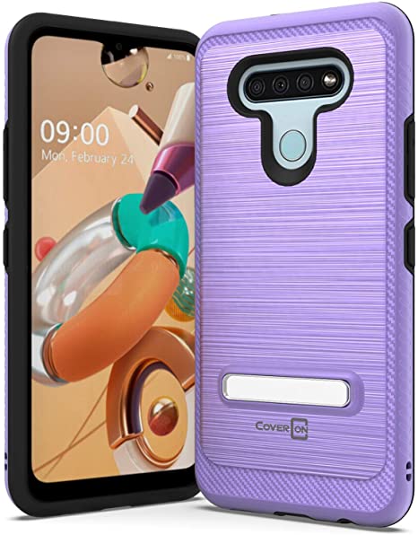 CoverON Metal Kickstand for LG K51 Case/LG Reflect Case, Reinforced Magnetic Stand Hybird Rugged Phone Cover - Purple