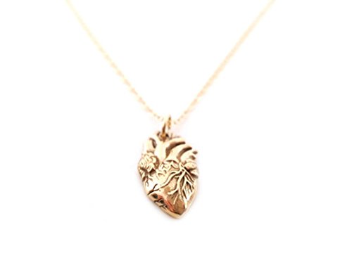 Anatomical Heart Necklace Gold