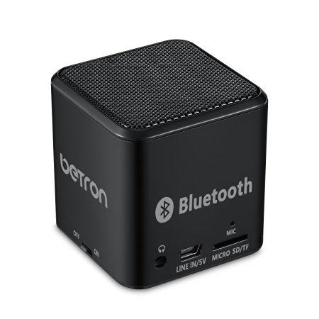 Betron MC500 Mini Bluetooth Speaker - Portable Rechargeable Travel Wireless Black - For iPhone iPad iPod Samsung